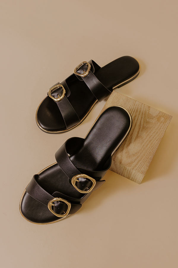 The Isla Faux Leather Sandal in Black Image - 2