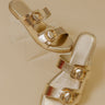 The Isla Faux Leather Metallic Sandal in Gold Image - 1