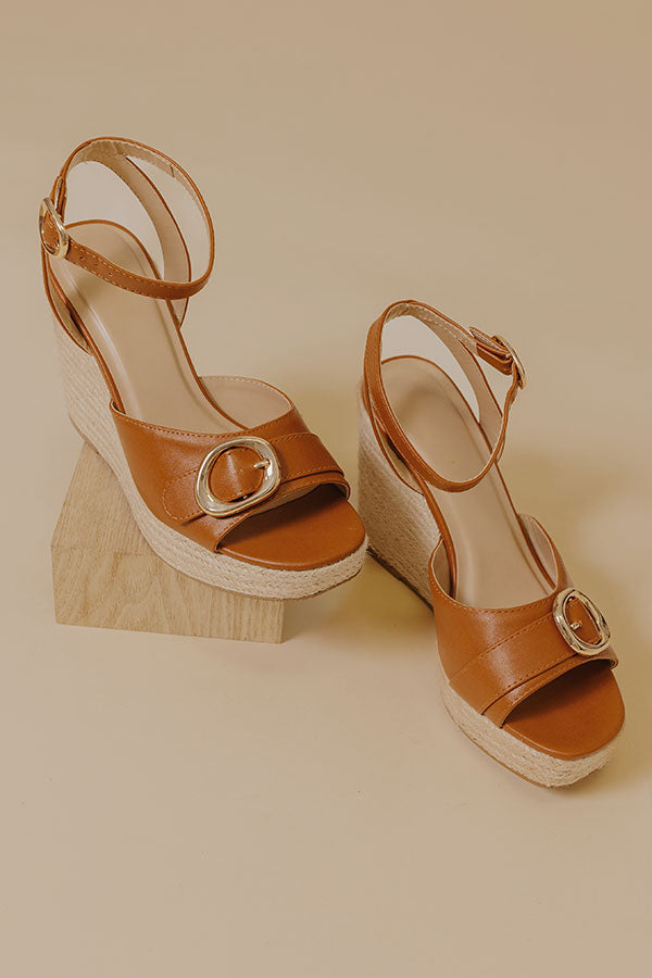 The Clara Faux Leather Espadrille Wedge in Camel Image - 2