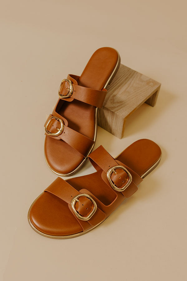 The Isla Faux Leather Sandal in Camel