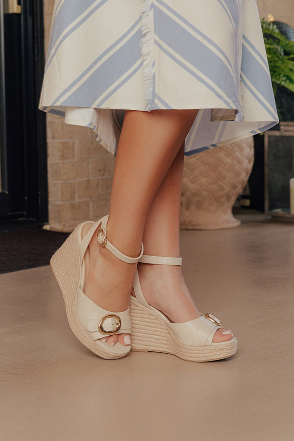 The Clara Faux Leather Espadrille Wedge in Stone Image - 4