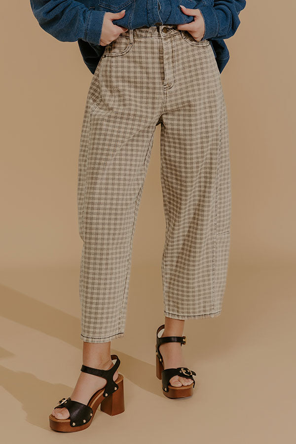 The London High Waist Checkered Barrel Leg Pants Image - 1