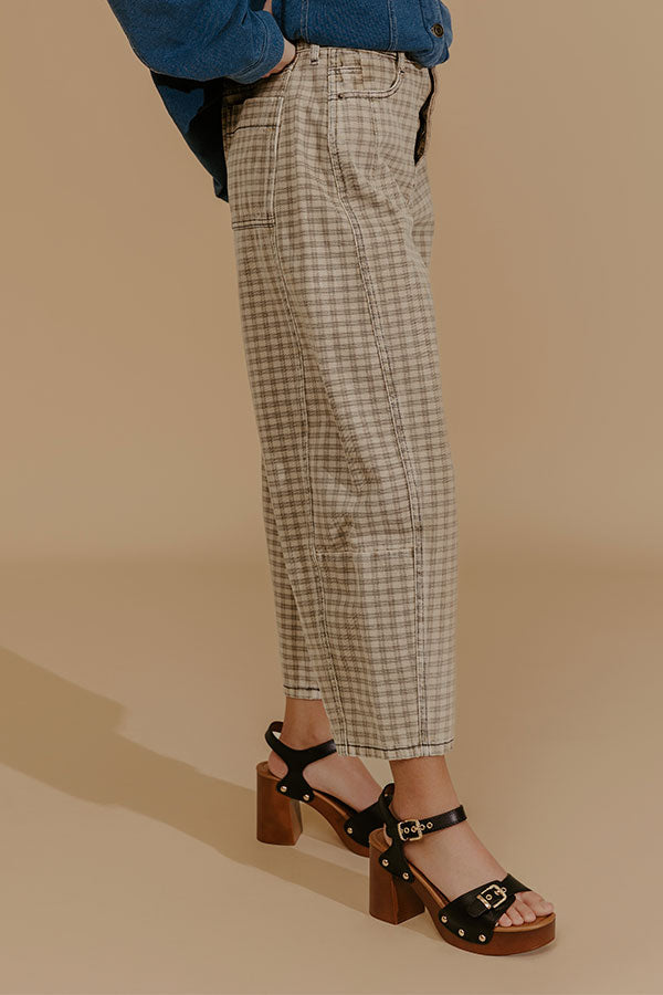 The London High Waist Checkered Barrel Leg Pants Image - 3