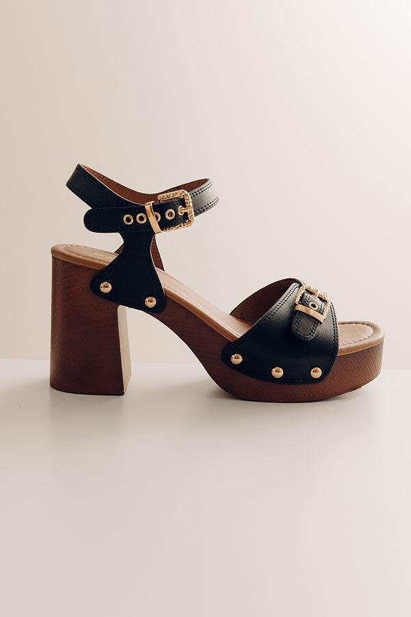 The Scarlett Faux Leather Heel in Black