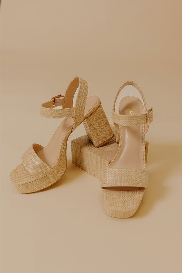 The Macey Raffia Woven Block Heel Image - 2
