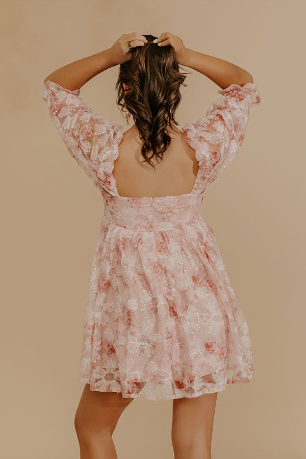 Secret Garden Floral Sequin Mini Dress Image - 5