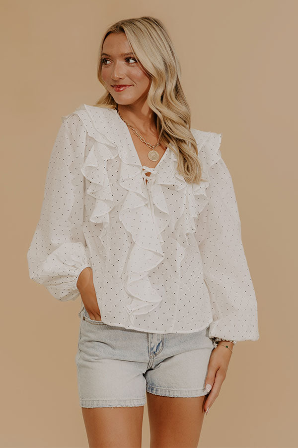 Spotted Around Town Ruffle Top