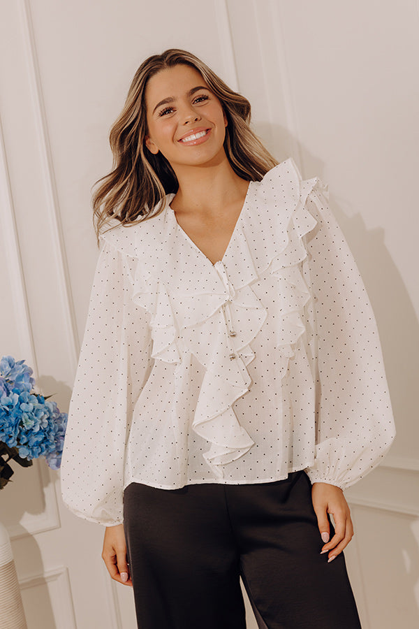 Spotted Around Town Ruffle Top