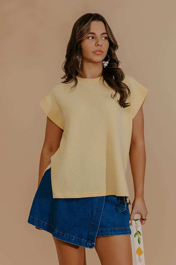 Weekend Wind-Down Waffle Knit Top in Yellow Image - 3