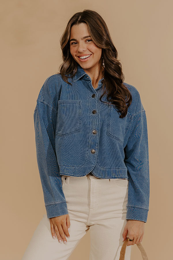 Block Street Chic Terry Knit Crop Button Up Top Image - 2