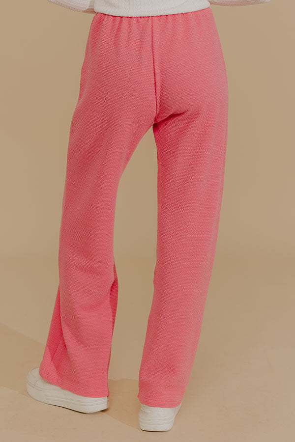 Weekend Wind-Down High Waist Waffle Knit Pants in Bubblegum Pink Image - 4