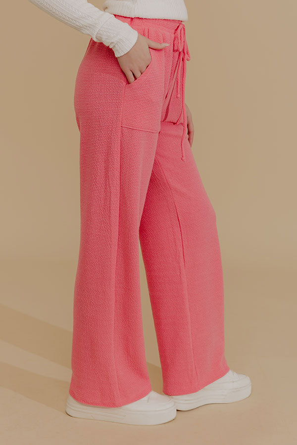 Weekend Wind-Down High Waist Waffle Knit Pants in Bubblegum Pink Image - 3