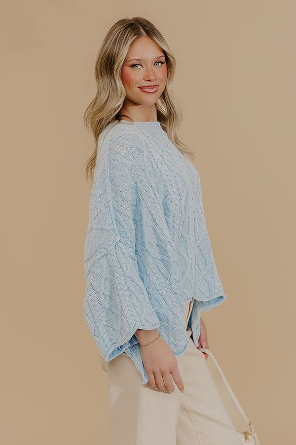 Spring Whisper Oversized Cable Knit Sweater in Sky Blue Image - 2