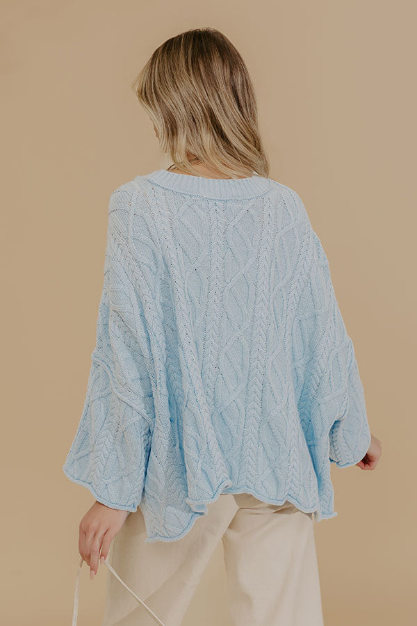 Spring Whisper Oversized Cable Knit Sweater in Sky Blue Image - 3