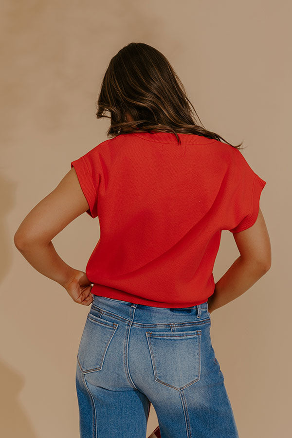 Spring Whisper Knit Top in Red Image - 4