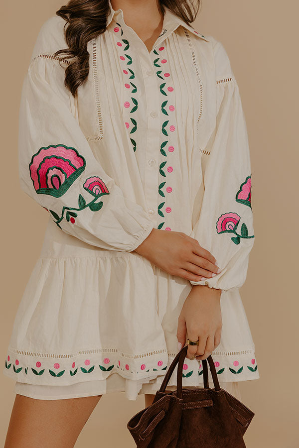 Soft Spoken Embroidered Mini Dress Image - 3