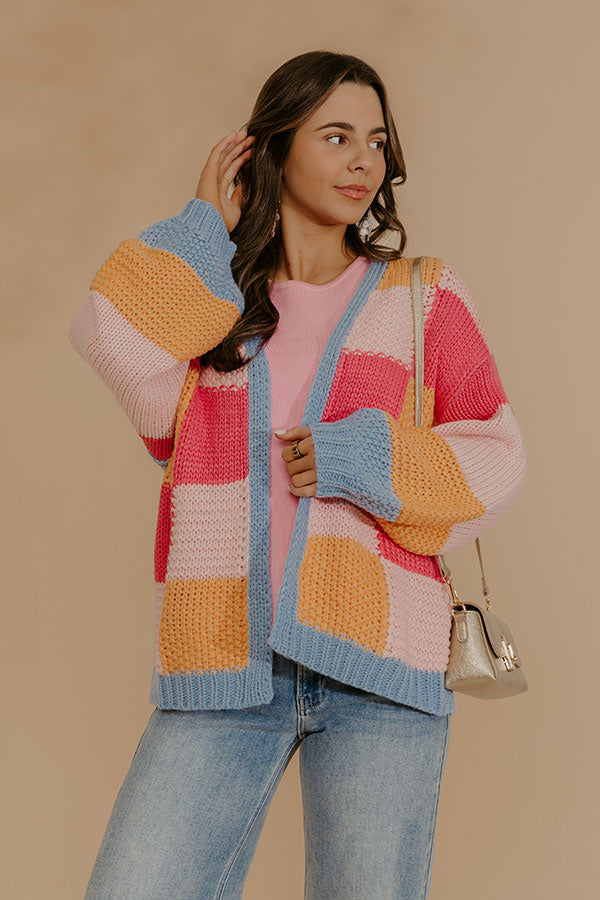 Sorbet Kisses Color Block Knit Cardigan Image - 1