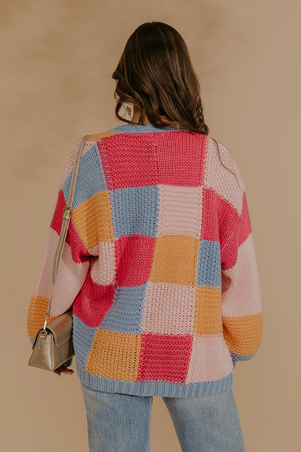 Sorbet Kisses Color Block Knit Cardigan Image - 4