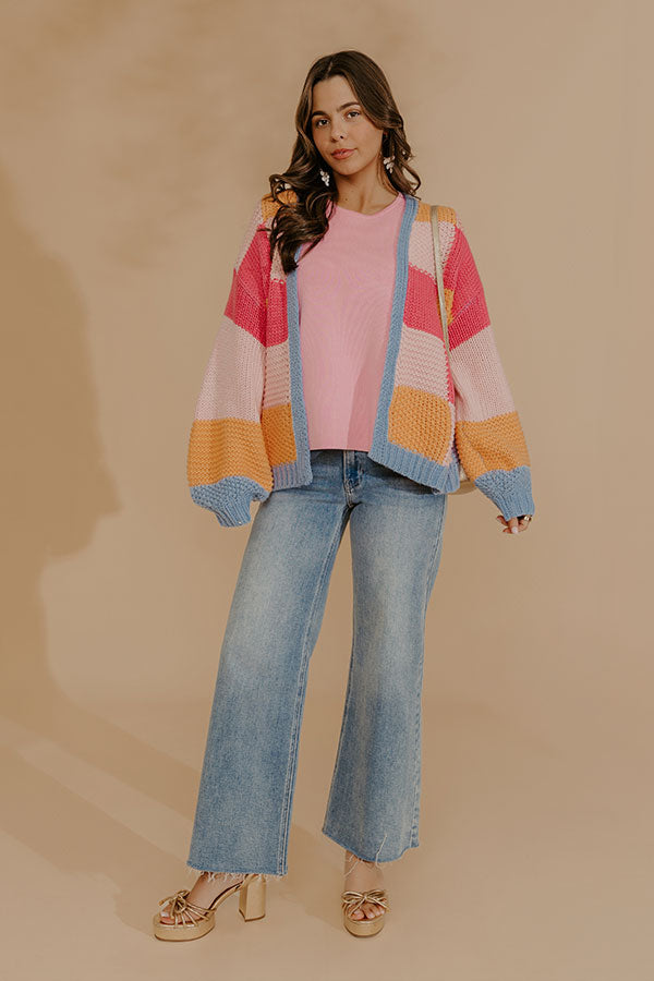 Sorbet Kisses Color Block Knit Cardigan Image - 2