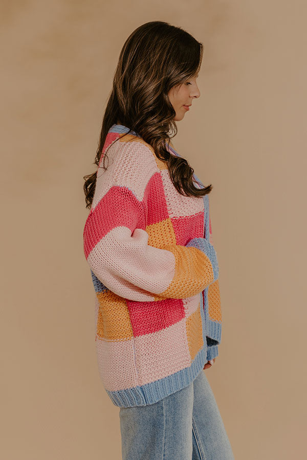 Sorbet Kisses Color Block Knit Cardigan Image - 3