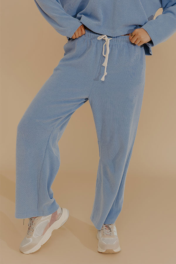 Weekend Away High Waist Knit Pants in Airy Blue Image - 2