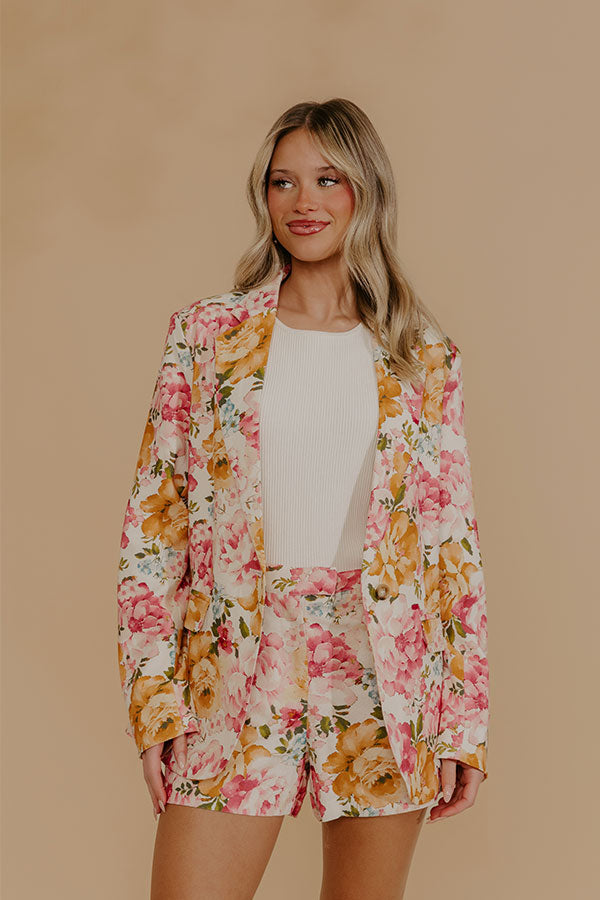 Paris en Fleurs Linen Blend Floral Blazer Image - 2