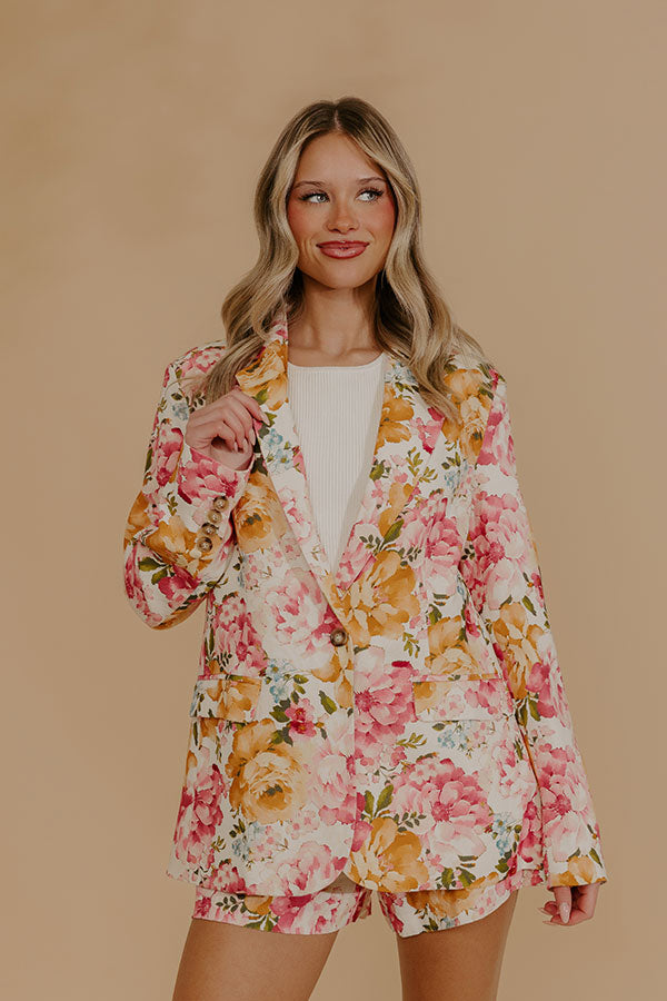 Paris en Fleurs Linen Blend Floral Blazer Image - 5