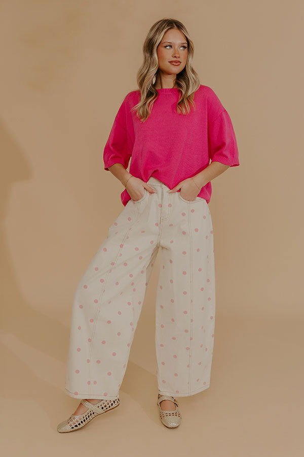 Spotted Around Town High Waist Barrel Leg Jean in Pink Image - 4