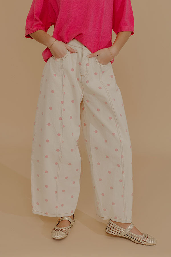 Spotted Around Town High Waist Barrel Leg Jean in Pink Image - 1