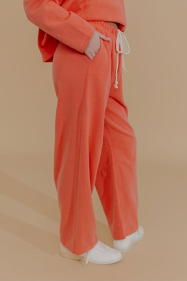 Weekend Away High Waist Knit Pants in Coral Image - 3
