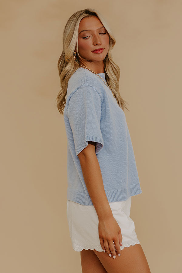 Sweet Spring Knit Sweater in Sky Blue Image - 3