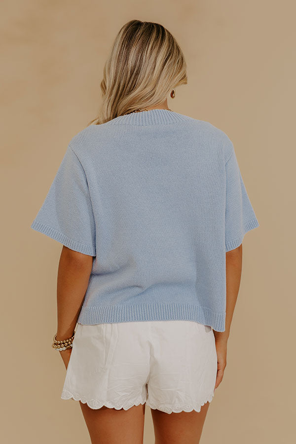 Sweet Spring Knit Sweater in Sky Blue Image - 4