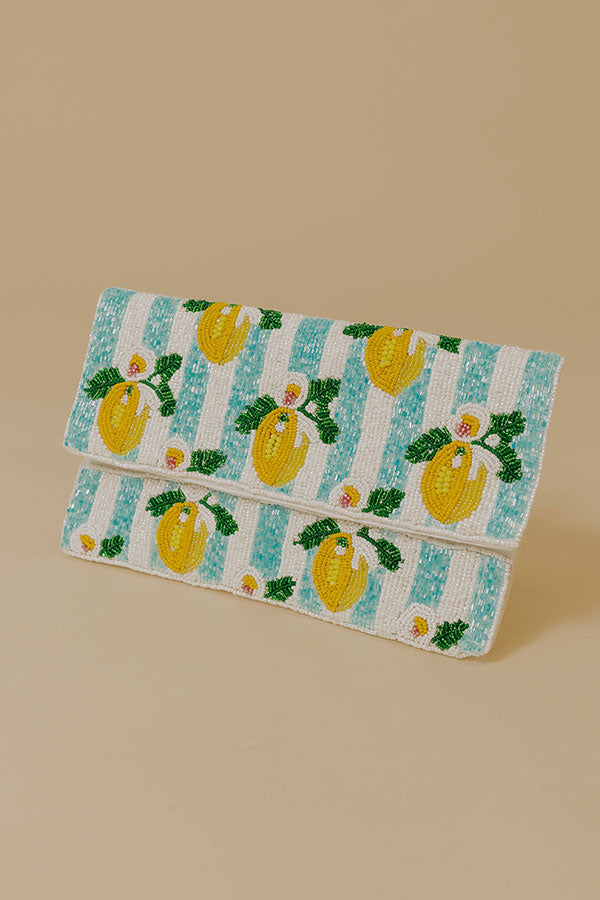 Lemon Love Beaded Stripe Clutch Image - 3
