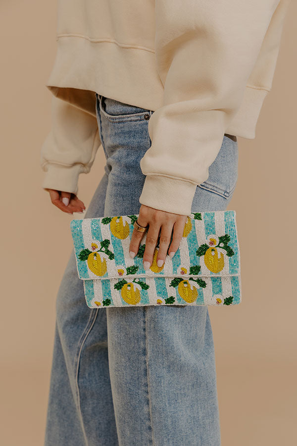 Lemon Love Beaded Stripe Clutch Image - 5