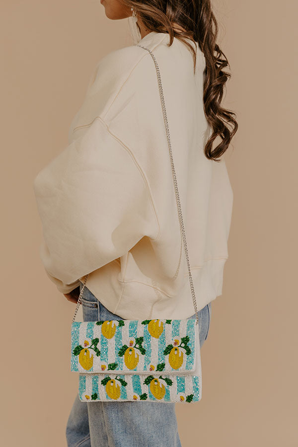 Lemon Love Beaded Stripe Clutch Image - 4
