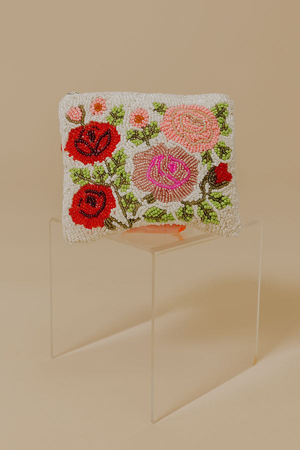 Rose Garden Galore Floral Beaded Coin Purse Image - 2
