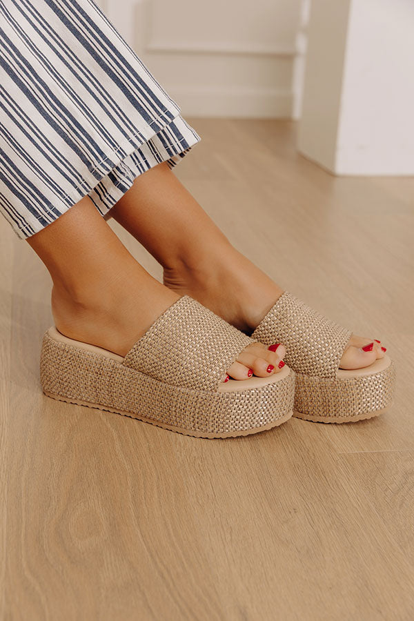 The Pismo Raffia Woven Platform Sandal in Natural Image - 3