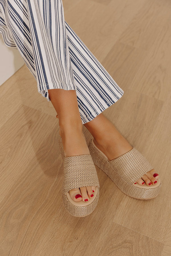 The Pismo Raffia Woven Platform Sandal in Natural Image - 2