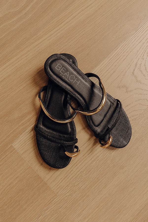 The Vacay Faux Leather Sandal in Black Image - 3