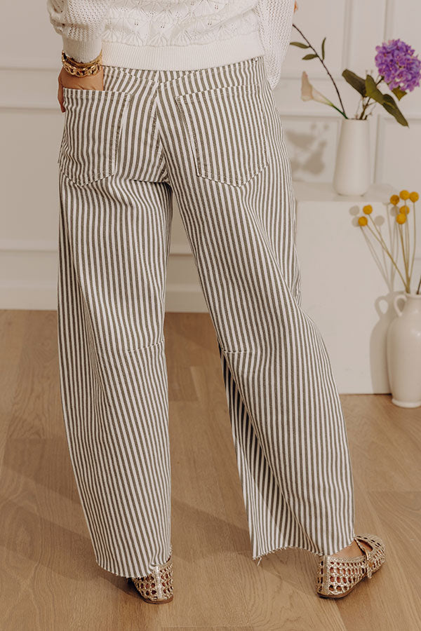 JUST USA Wilma High Waist Stripe Barrel Leg Jean Image - 4