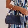 Rachel Straw Woven Purse in Navy Image - 1