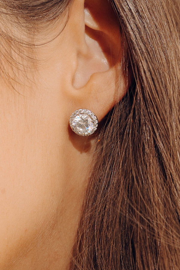 Instant Classic Cubic Zirconia Stud Earrings in Silver Image - 2