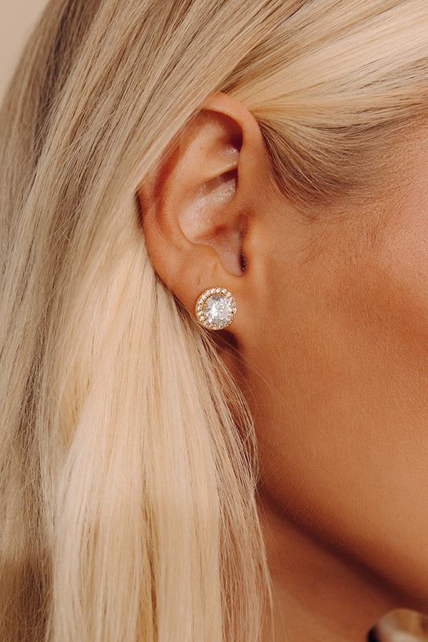Instant Classic Cubic Zirconia Stud Earrings in Gold Image - 4