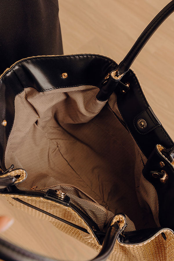 Kaia Straw Woven Tote in Natural Image - 3