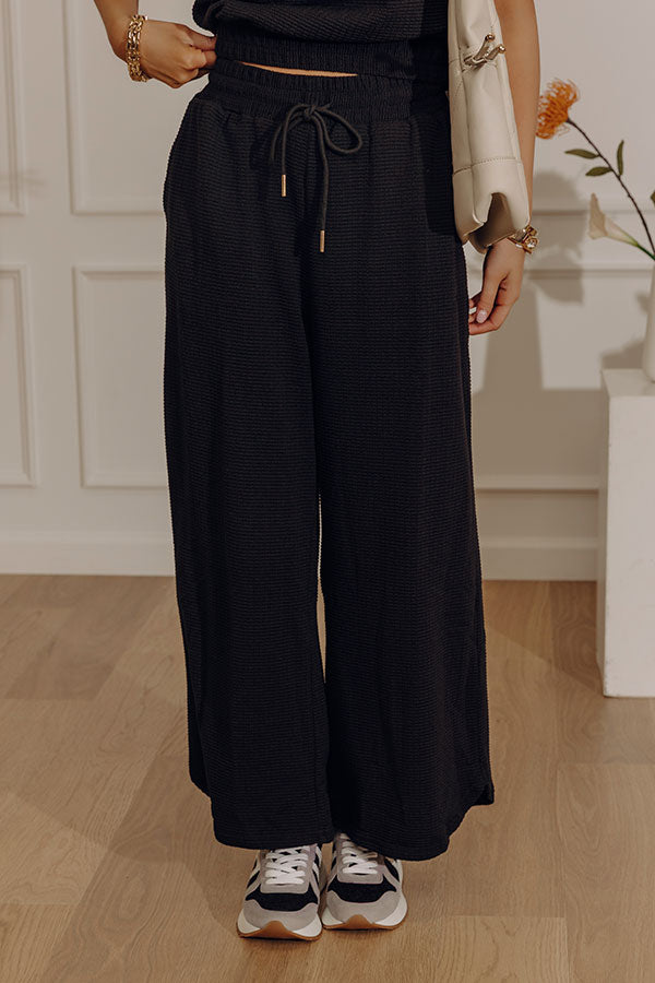 Travel Plans Chic High Waist Knit Pants in Black Image - 1