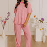 Smiles in Stripes High Waist Straight Leg Pants in Bubblegum Pink Image - 1