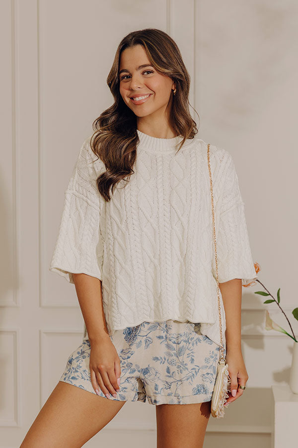 Lovely Weekend Cable Knit Sweater Top in Ivory Image - 2