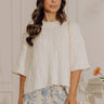 Lovely Weekend Cable Knit Sweater Top in Ivory Image - 1