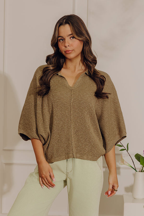 Fresh Take Knit Top in Martini Olive