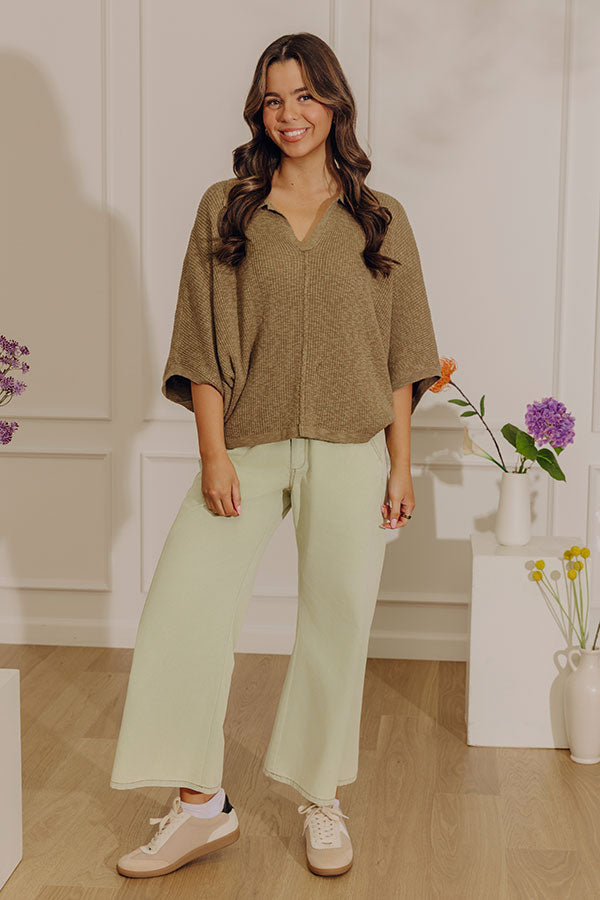 Fresh Take Knit Top in Martini Olive Image - 4